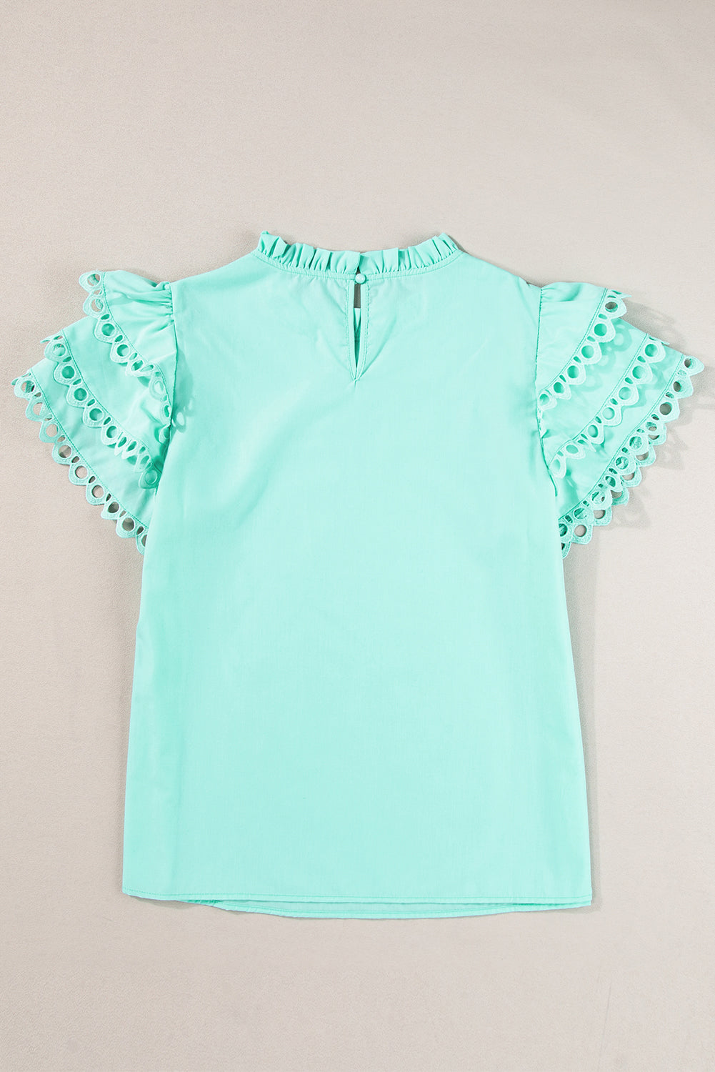 Beau Blue Layered Cap Sleeve Frill Neck Blouse – Shewin | ClozArt