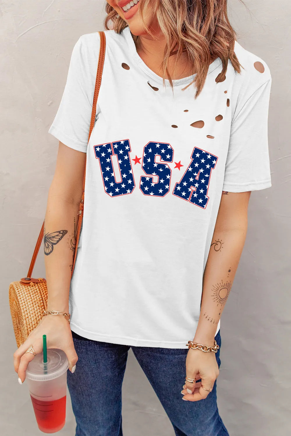 USA Round Neck Short Sleeve T-Shirt – Trendsi | ClozArt