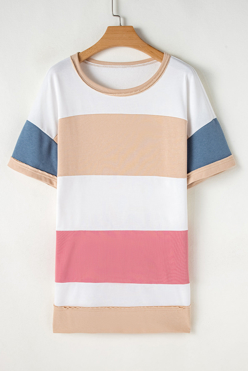 Multicolour Colorblock Patchwork Side Split Tunic T Shirt – Shewin | ClozArt