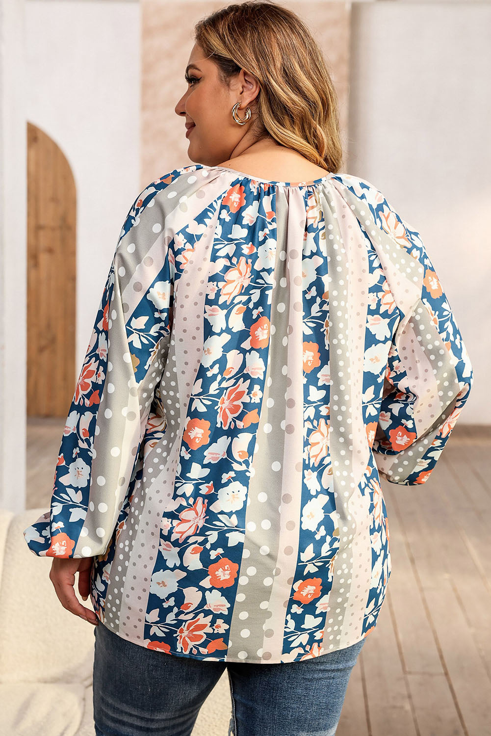Plus Size Floral Tie Neck Blouse – Trendsi | ClozArt