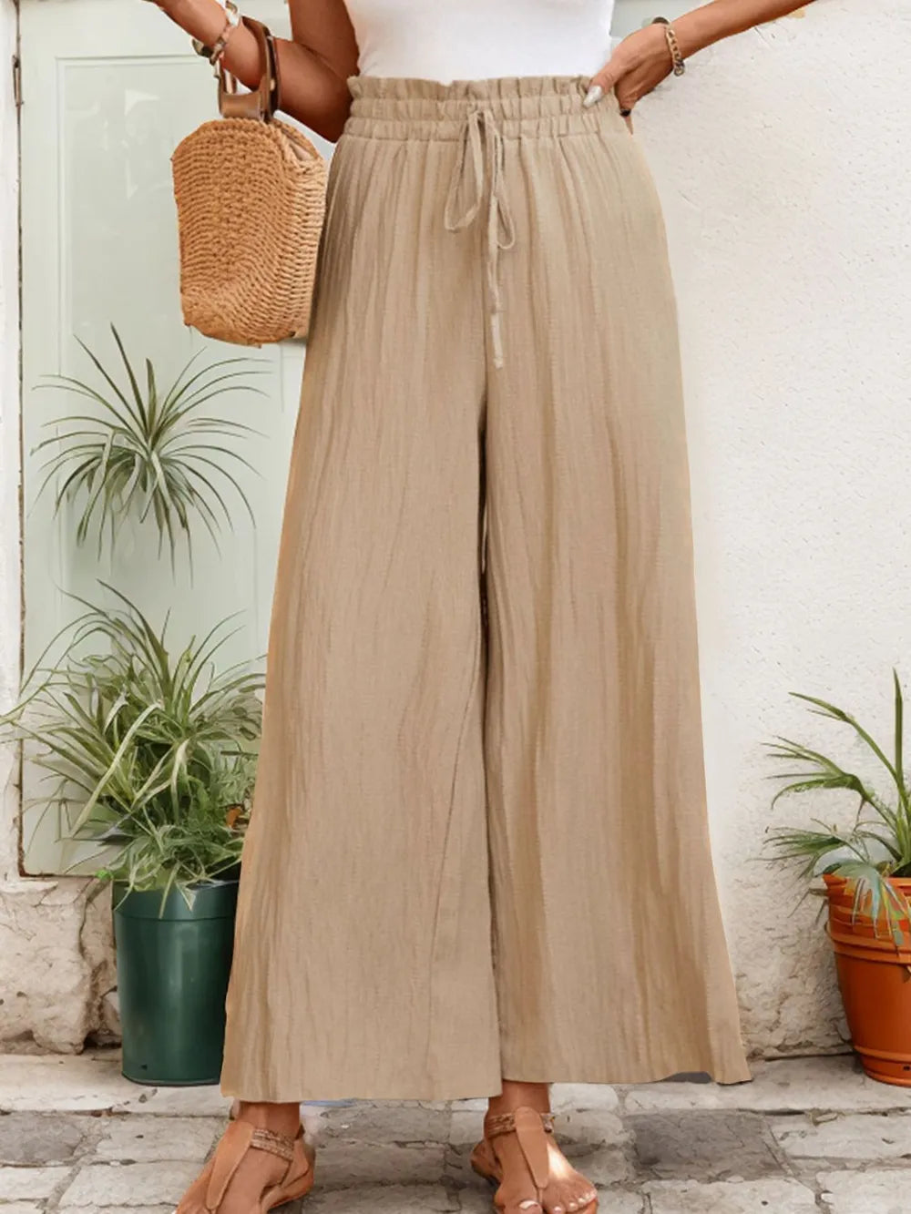 Perfee Frill Wide Leg Pants – Trendsi | ClozArt