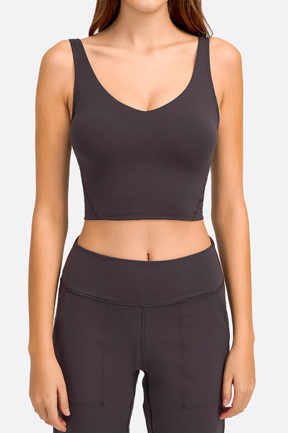 Millennia Deep V-Neck Crop Sports Bra – Trendsi | ClozArt