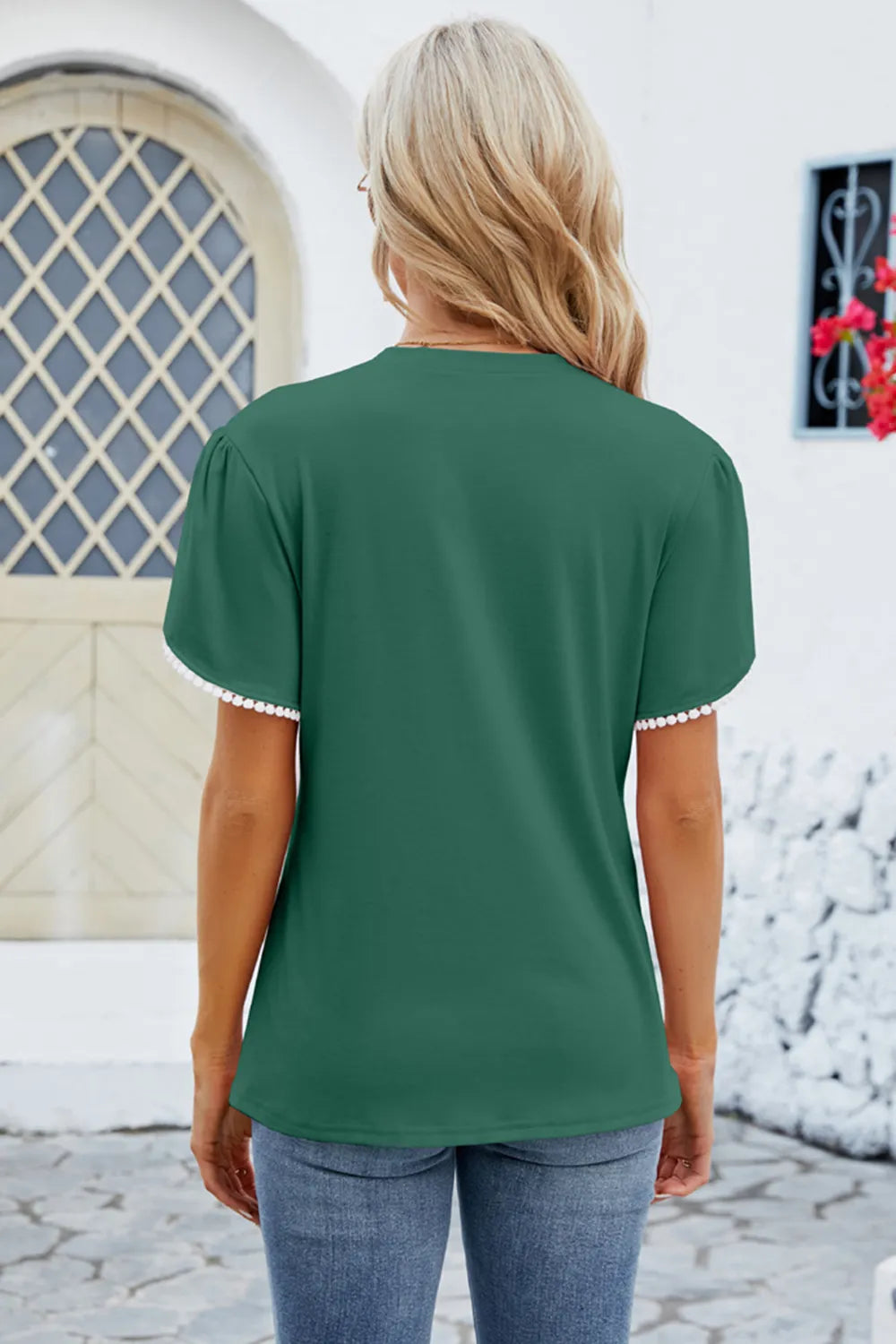 Round Neck Petal Sleeve T-Shirt – Trendsi | ClozArt
