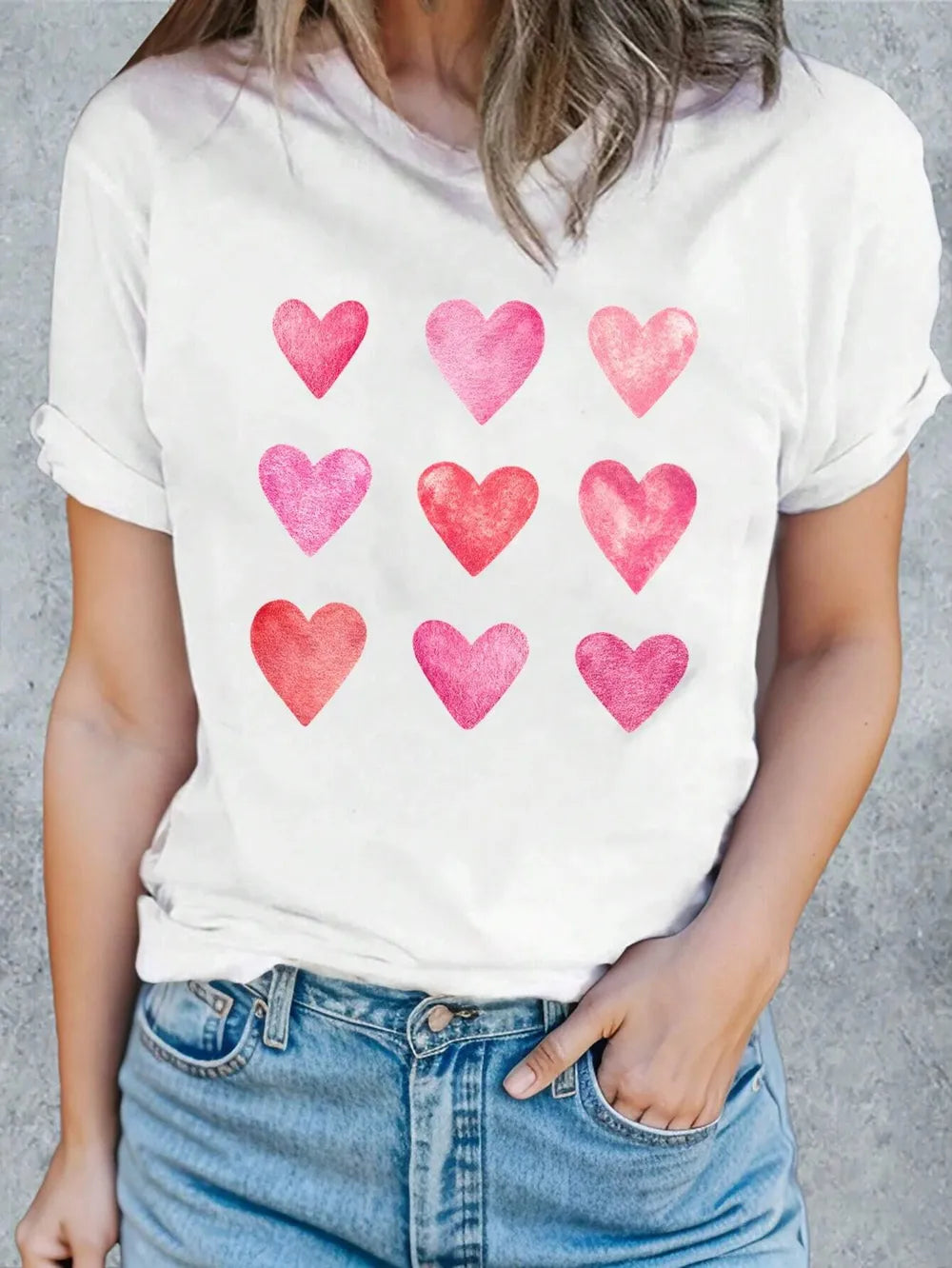 Heart Round Neck Short Sleeve T-Shirt – Trendsi | ClozArt