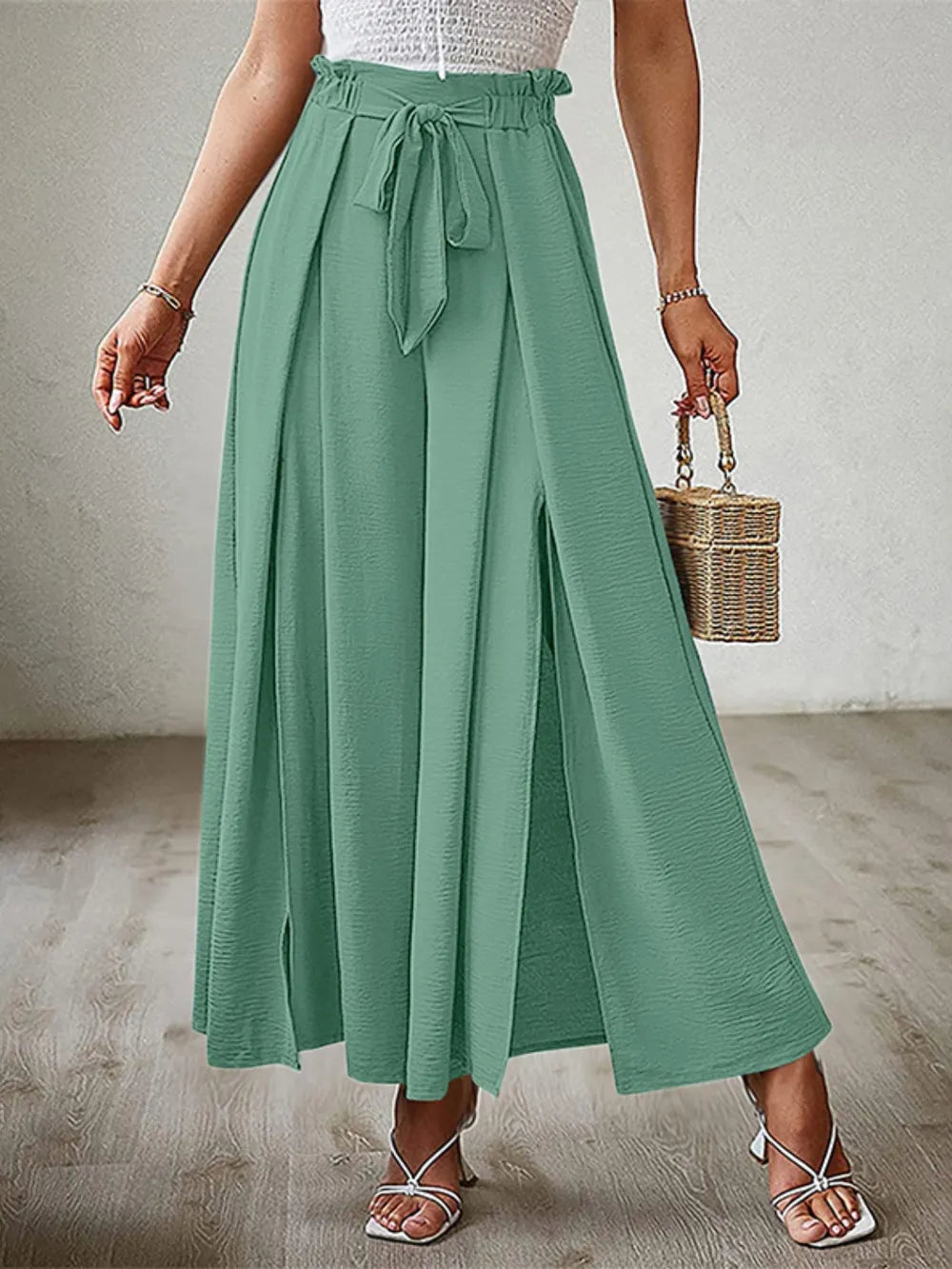 Tied Slit Wide Leg Pants – Trendsi | ClozArt