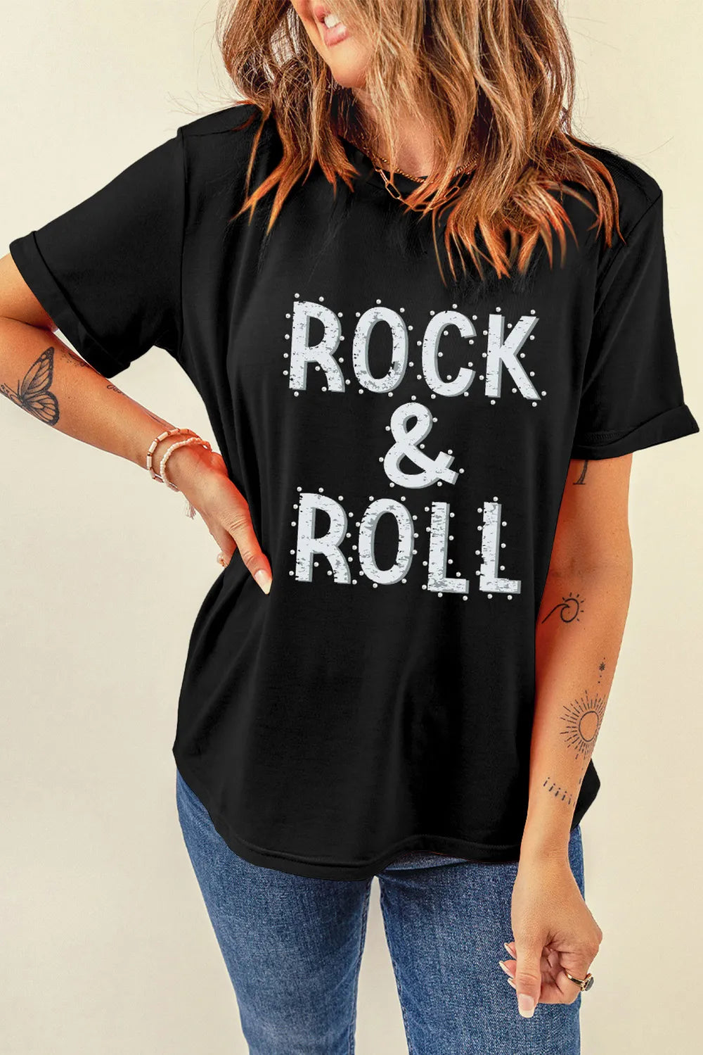 Letter Graphic Round Neck Short Sleeve T-Shirt – Trendsi | ClozArt