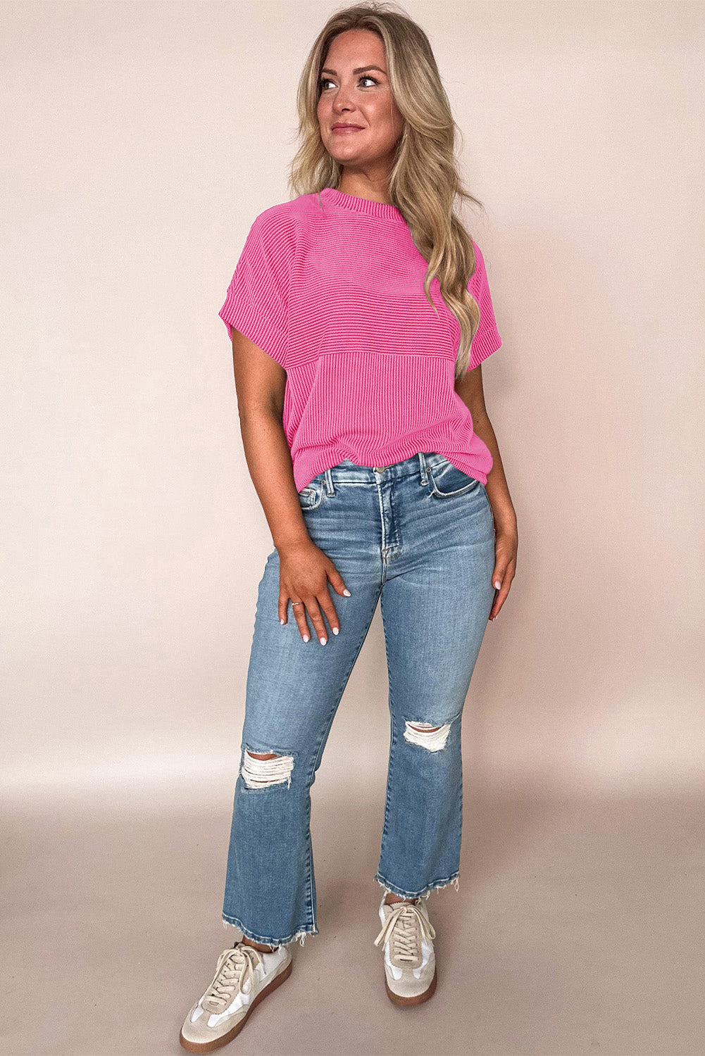 Myosotis Plain Corded Mock Neck T Shirt – Shewin | ClozArt