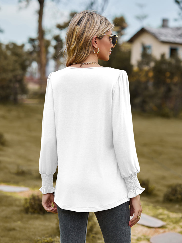 Puff Sleeve Pleated Blouse – Trendsi | ClozArt