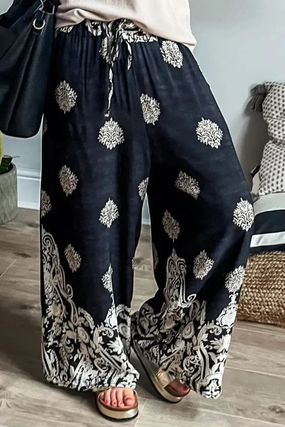 Printed Wide Leg Pants – Trendsi | ClozArt