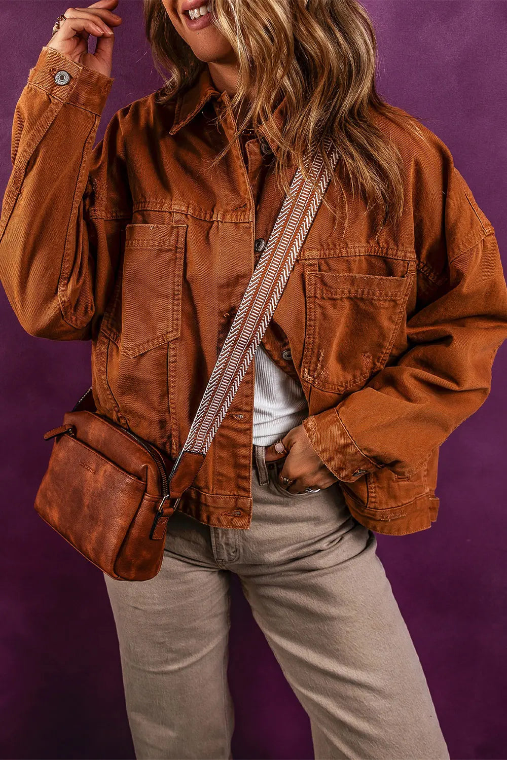 Collared Neck Button-Up Denim Jacket – Trendsi | ClozArt