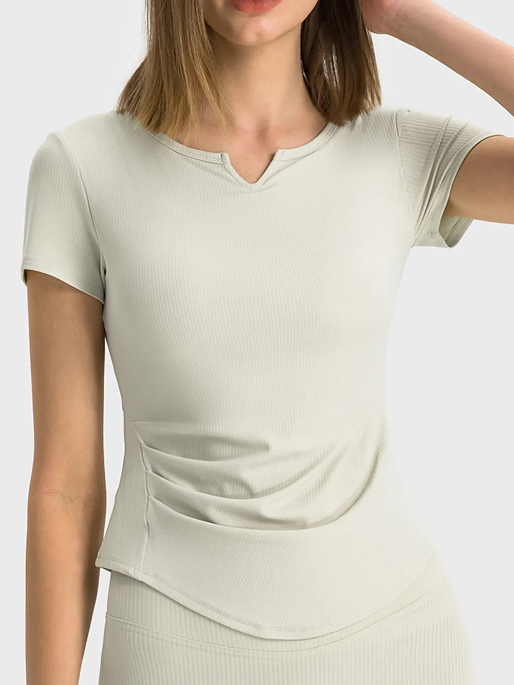 Millennia Notched Short Sleeve Active T-Shirt – Trendsi | ClozArt