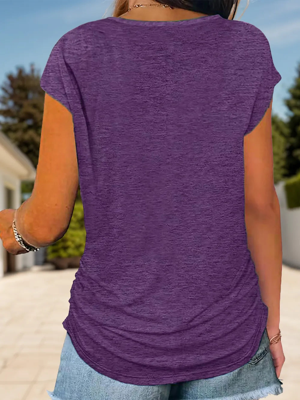 Full Size Half Zip Cap Sleeve T-Shirt – Trendsi | ClozArt