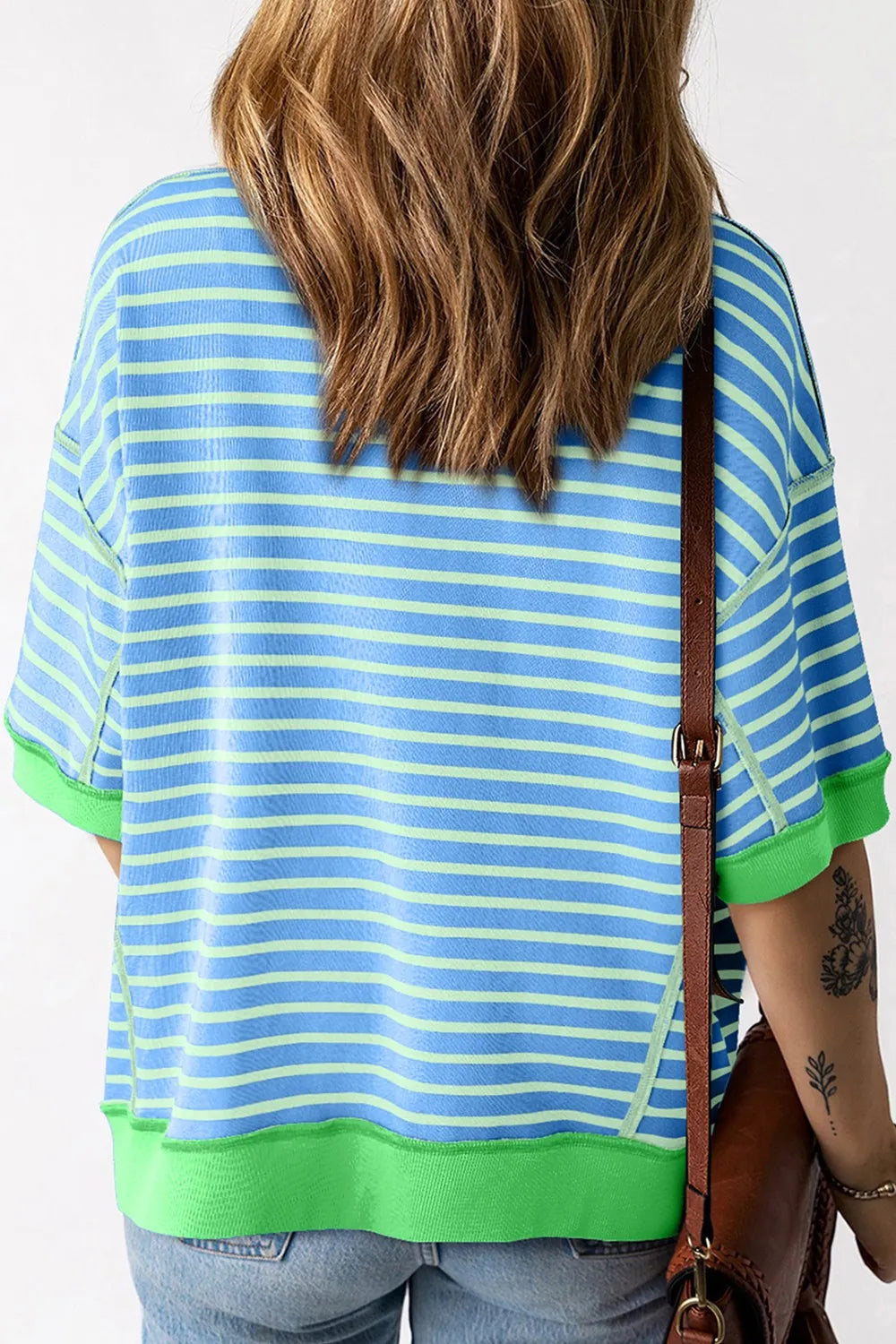 Cactus Striped Round Neck Half Sleeve T-Shirt – Trendsi | ClozArt