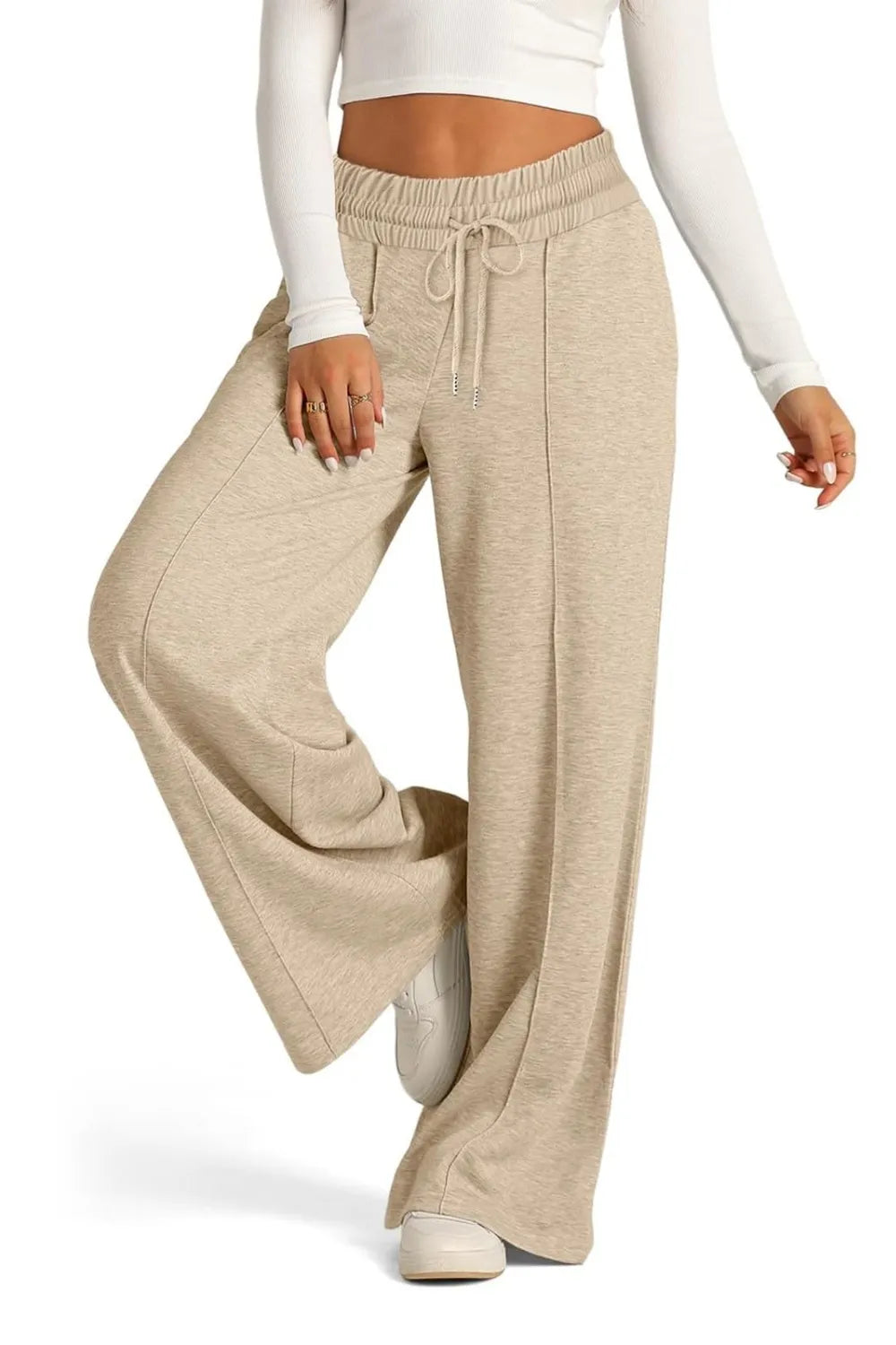 Drawstring Elastic Waist Wide Leg Pants – Trendsi | ClozArt