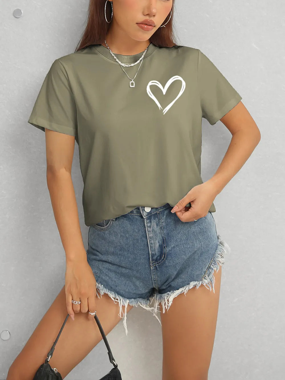 Heart Round Neck Short Sleeve T-Shirt – Trendsi | ClozArt