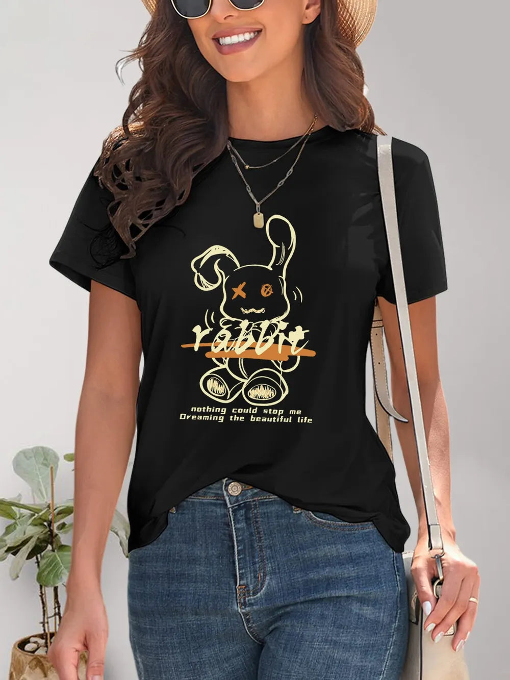 Rabbit Graphic Round Neck Short Sleeve T-Shirt – Trendsi | ClozArt