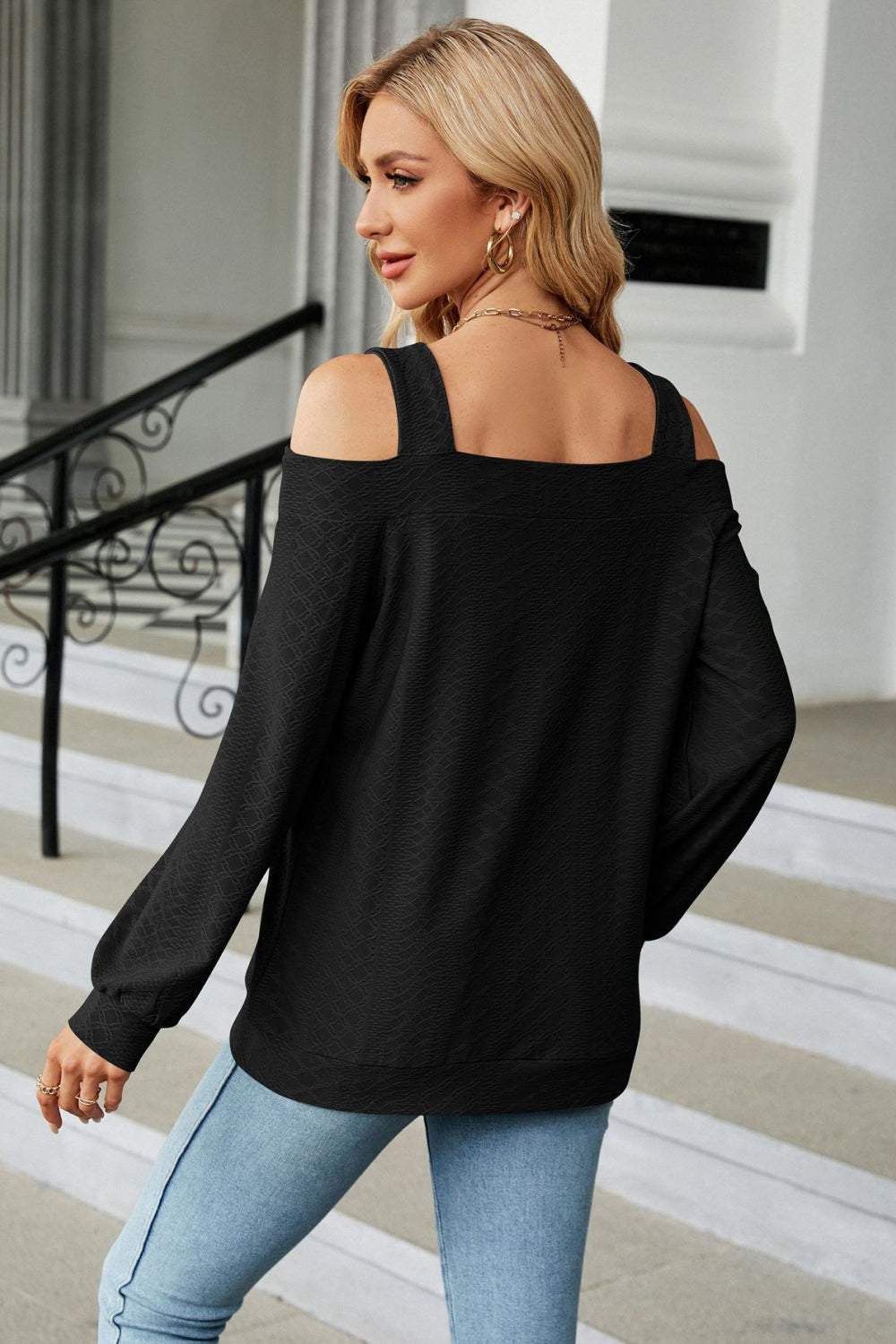 Cold Shoulder Square Neck Cutout Blouse – Trendsi | ClozArt