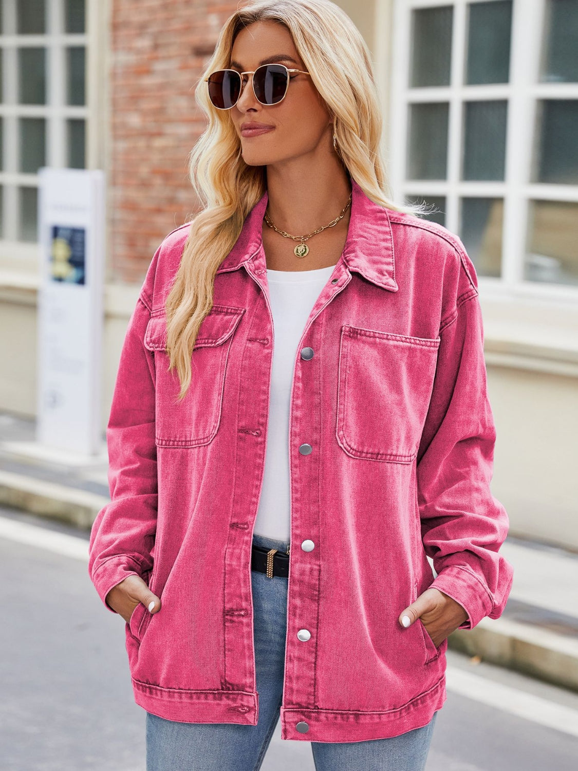 Button Up Denim Jacket with Pockets – Trendsi | ClozArt