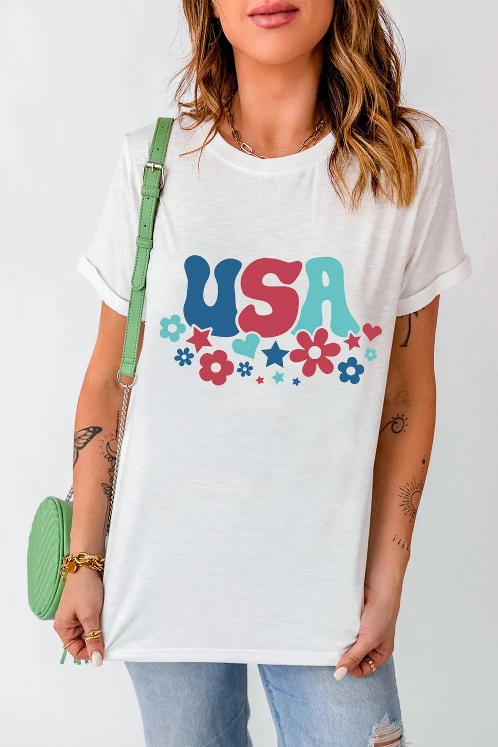 USA Round Neck Short Sleeve T-Shirt – Trendsi | ClozArt