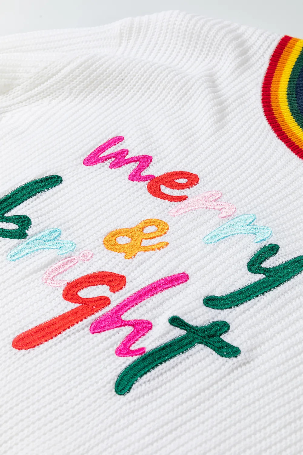 MERRY & BRIGHT Ribbed Round Neck Sweater – Trendsi | ClozArt