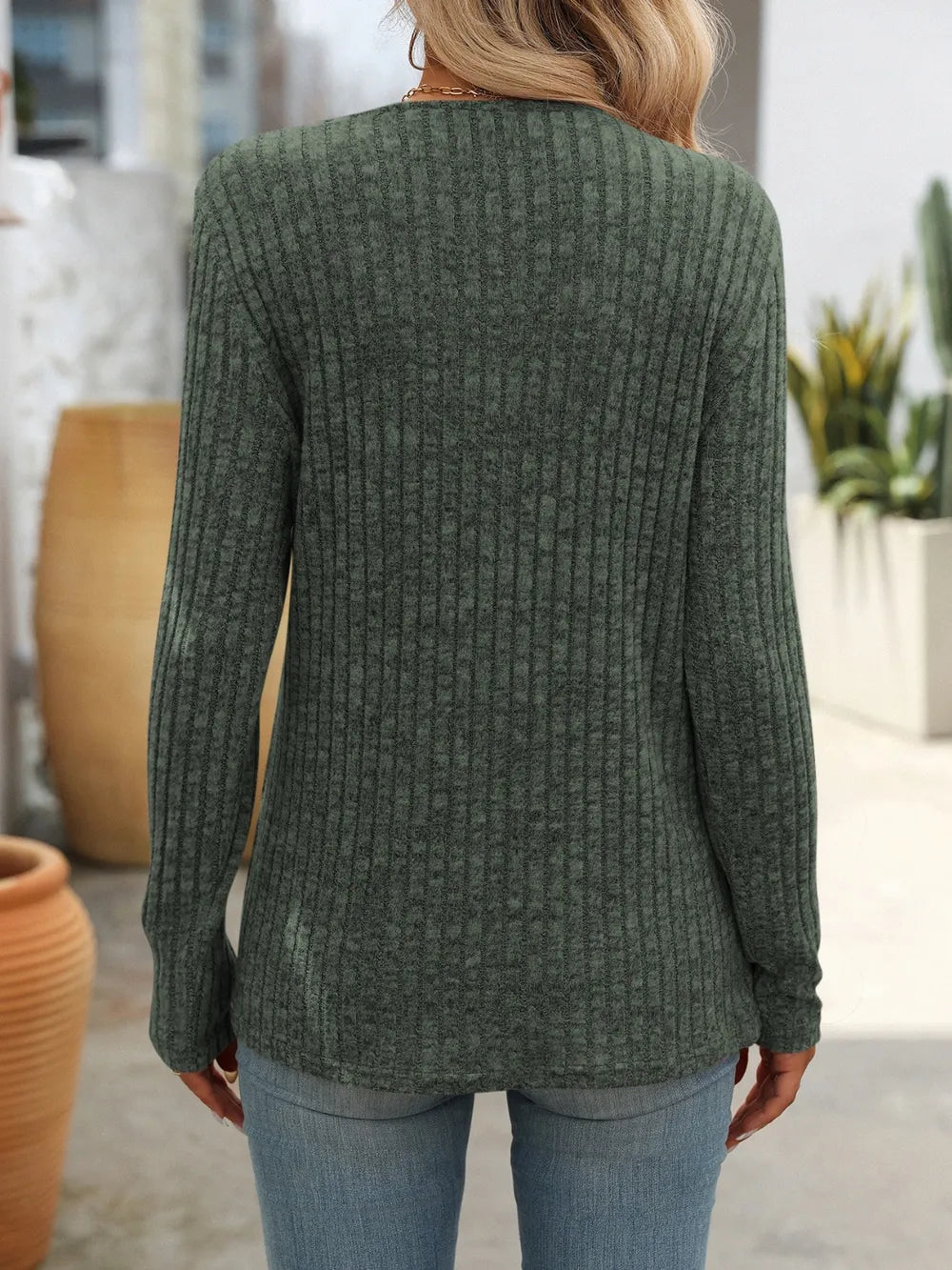 Mandy Square Neck Long Sleeve T-Shirt – Trendsi | ClozArt