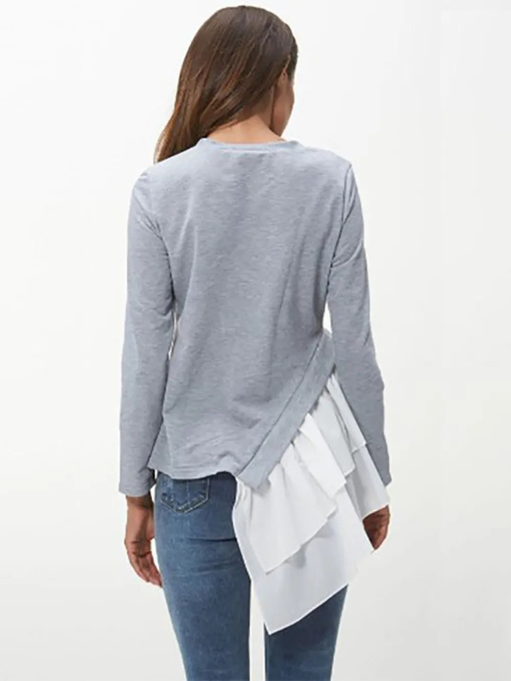 Ivy Lane Tiered Contrast Round Neck Long Sleeve T-Shirt – Trendsi | ClozArt