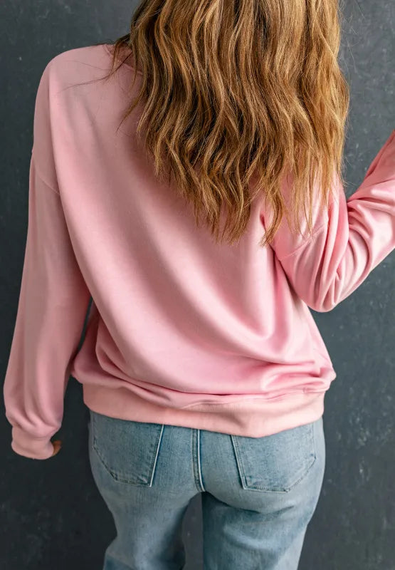 Valentine’s Day XOXO Round Neck Drop Shoulder Sweatshirt – Trendsi | ClozArt