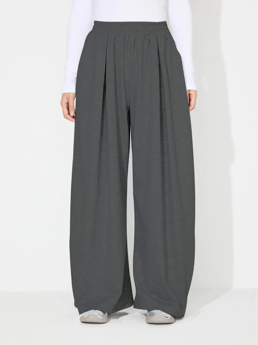 Elastic Waist Wide Leg Pants with Pockets – Trendsi | ClozArt
