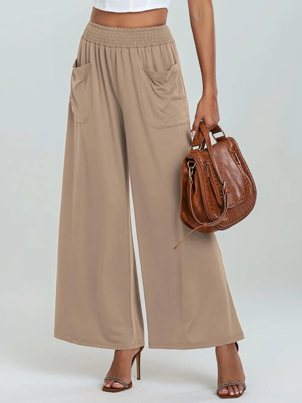 Pocketed Elastic Waist Wide Leg Pants – Trendsi | ClozArt