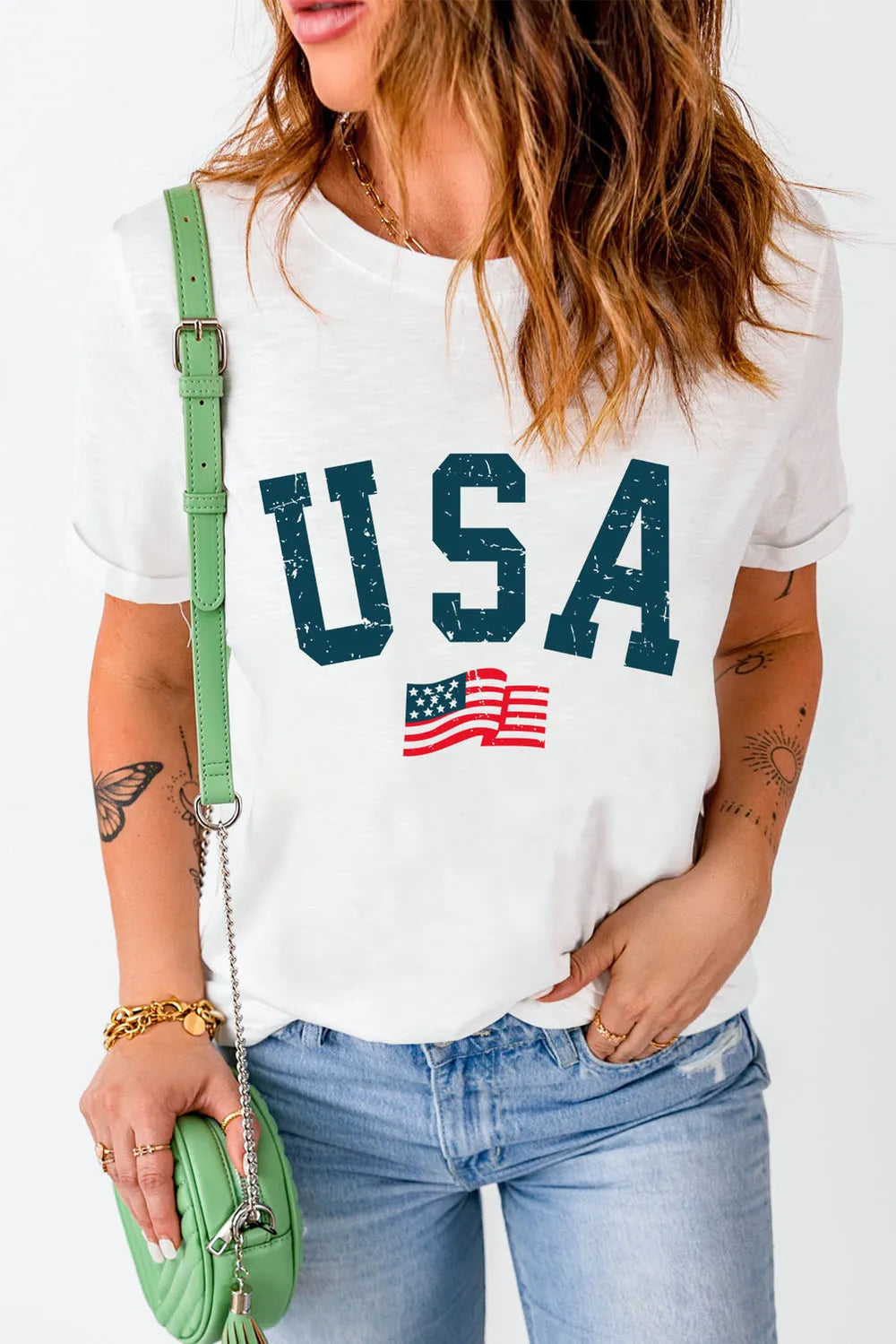 USA Round Neck Short Sleeve T-Shirt – Trendsi | ClozArt