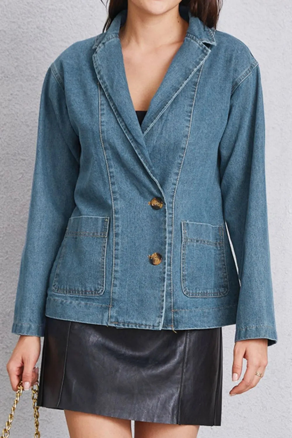 Pocketed Button Up Denim Jacket – Trendsi | ClozArt
