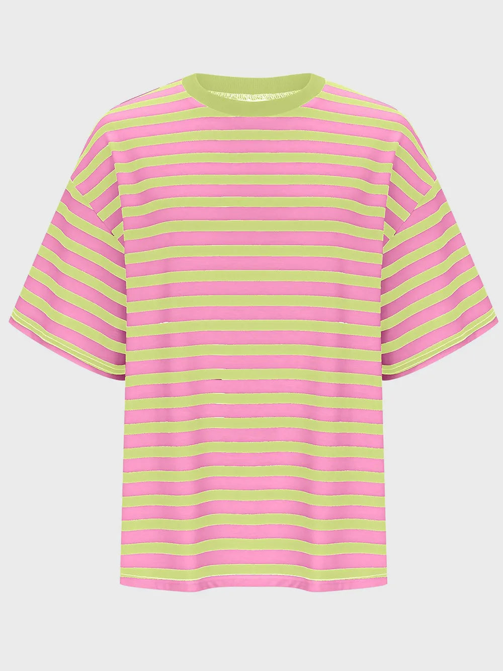 Striped Round Neck Half Sleeve T-Shirt – Trendsi | ClozArt