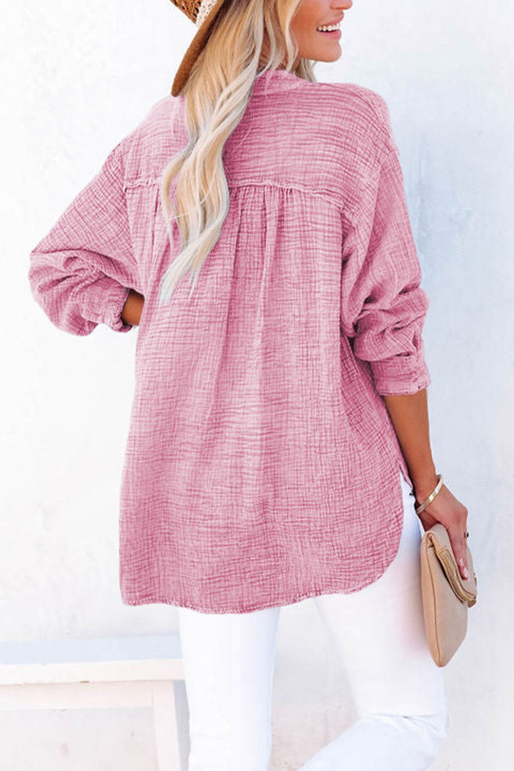 Buttoned Long Sleeve Blouse – Trendsi | ClozArt