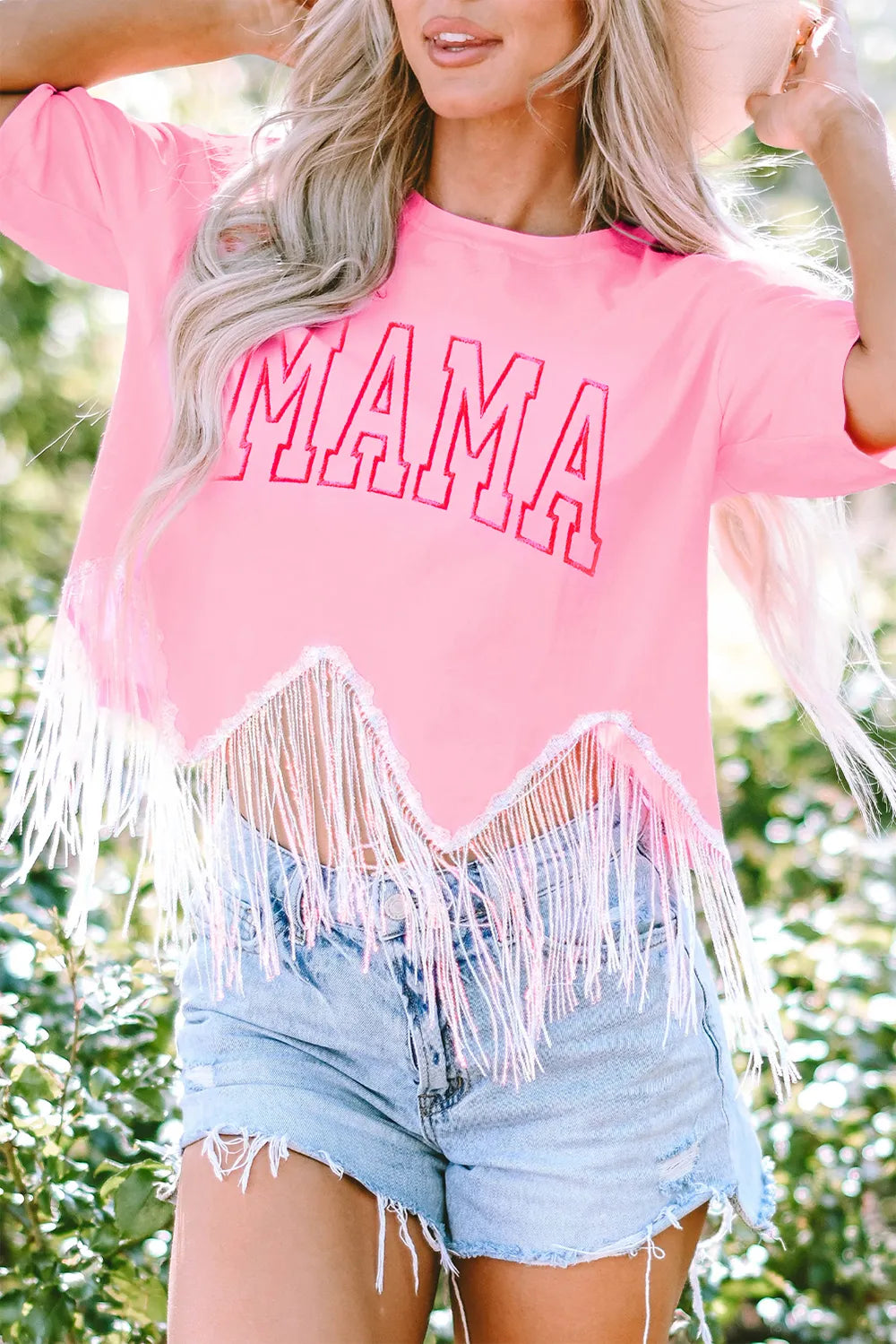 MAMA Sequin Fringe Round Neck T-Shirt – Trendsi | ClozArt