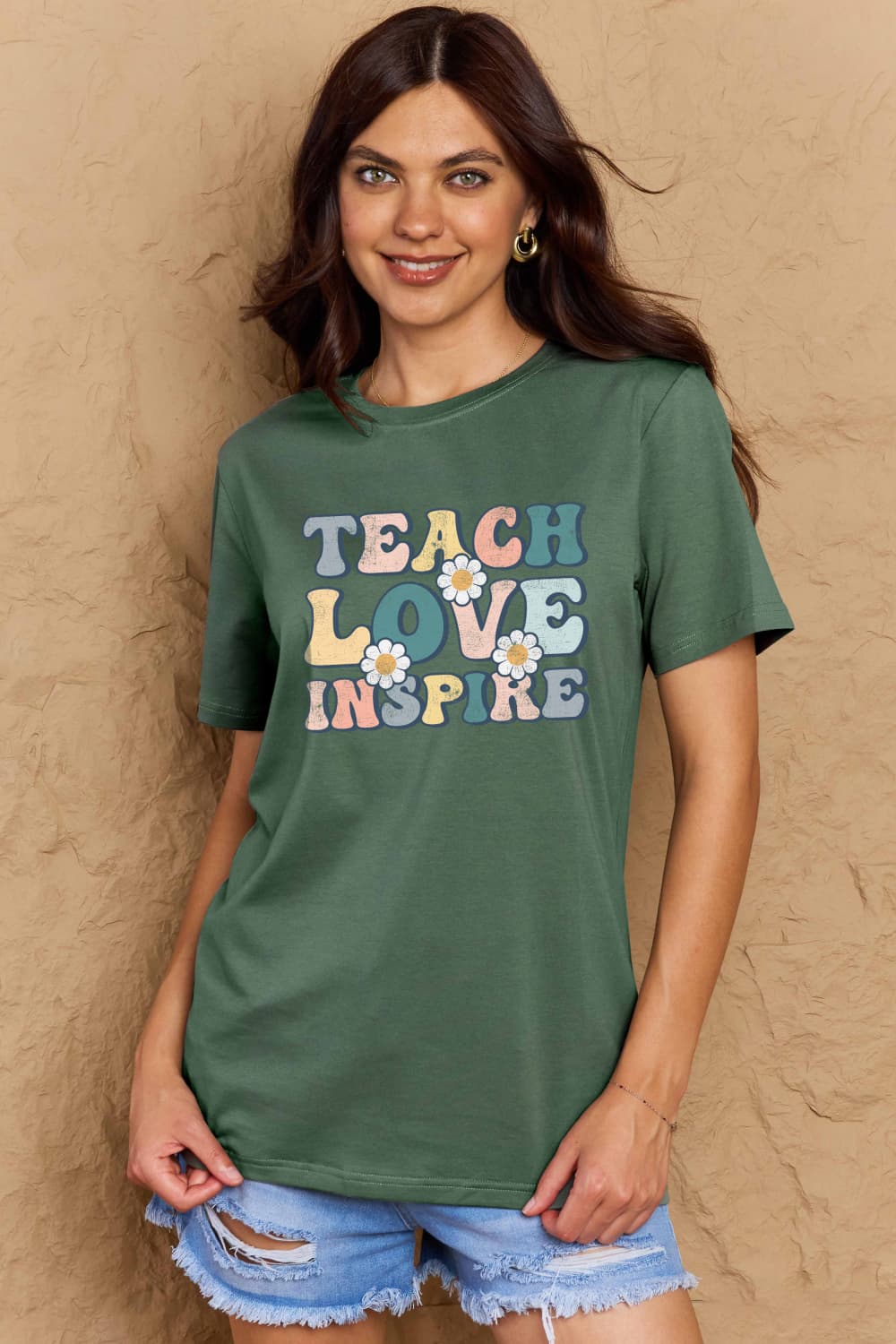 Simply Love Full Size TEACH LOVE INSPIRE Graphic Cotton T-Shirt – Trendsi | ClozArt