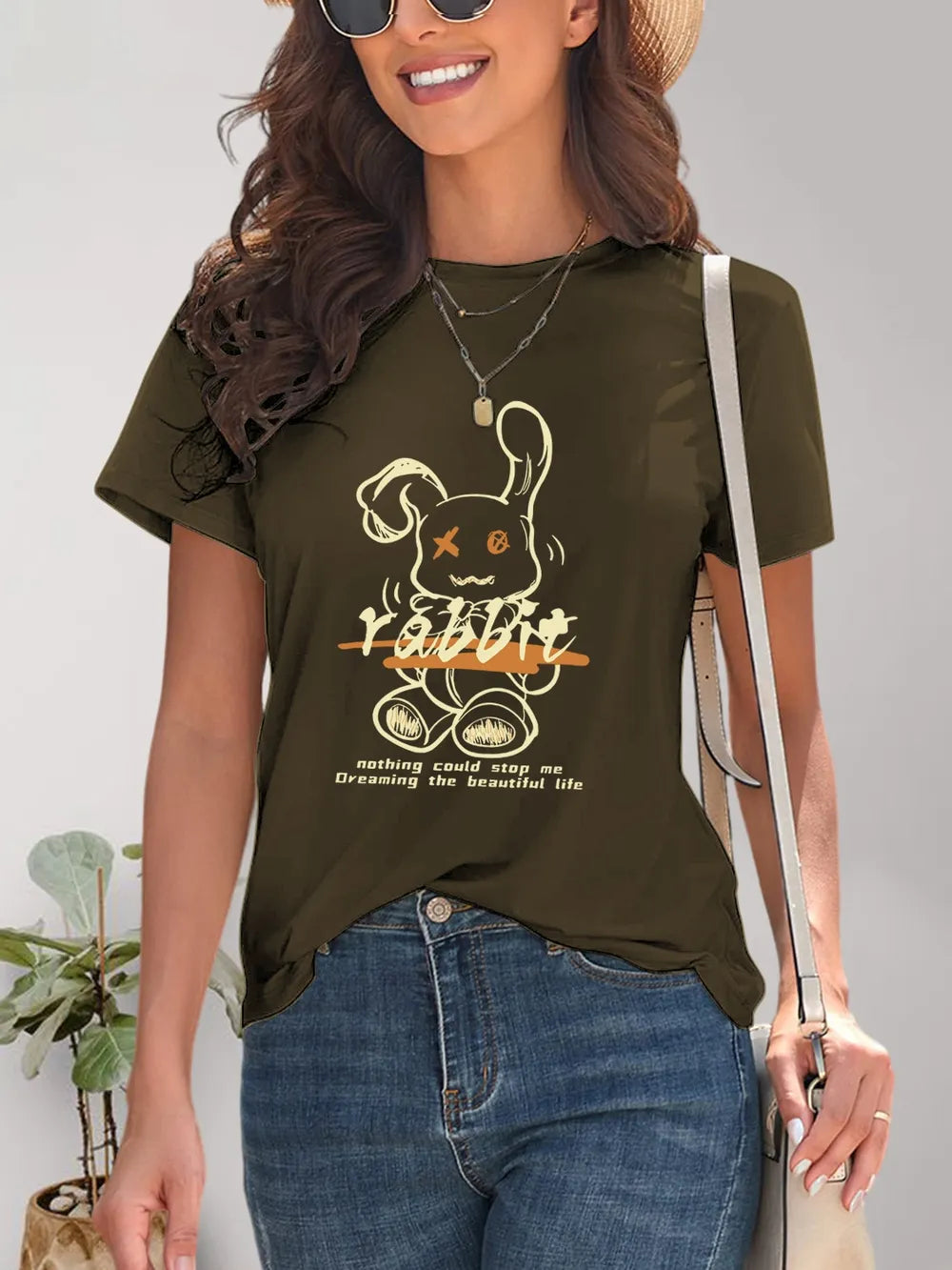 Rabbit Graphic Round Neck Short Sleeve T-Shirt – Trendsi | ClozArt