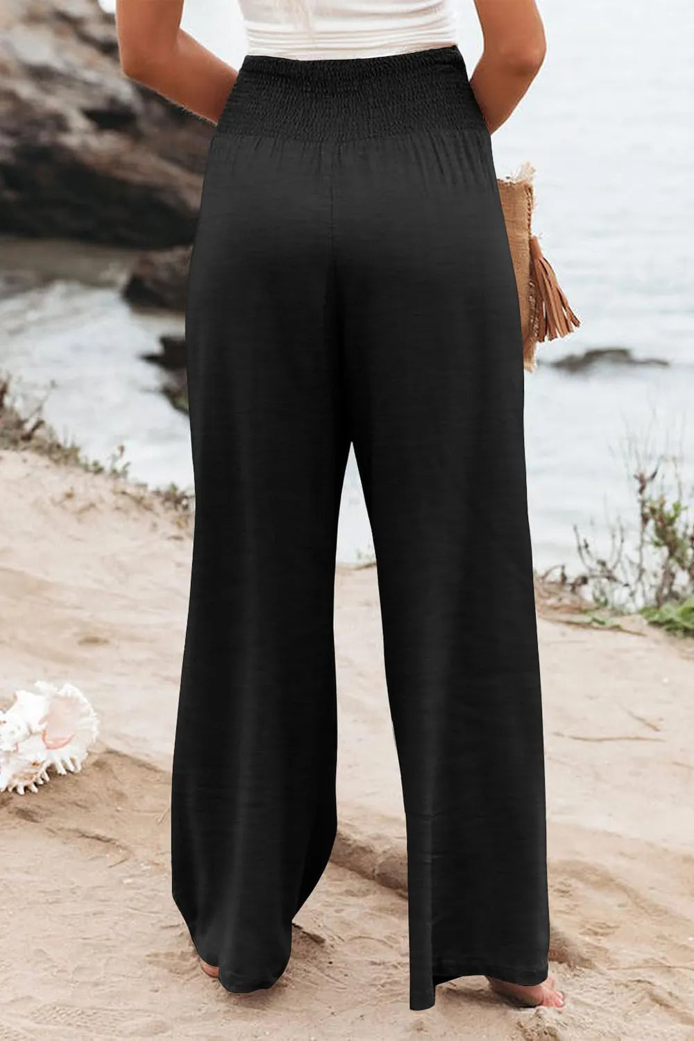 Plus Size Smocked High Waist Wide Leg Pants – Trendsi | ClozArt