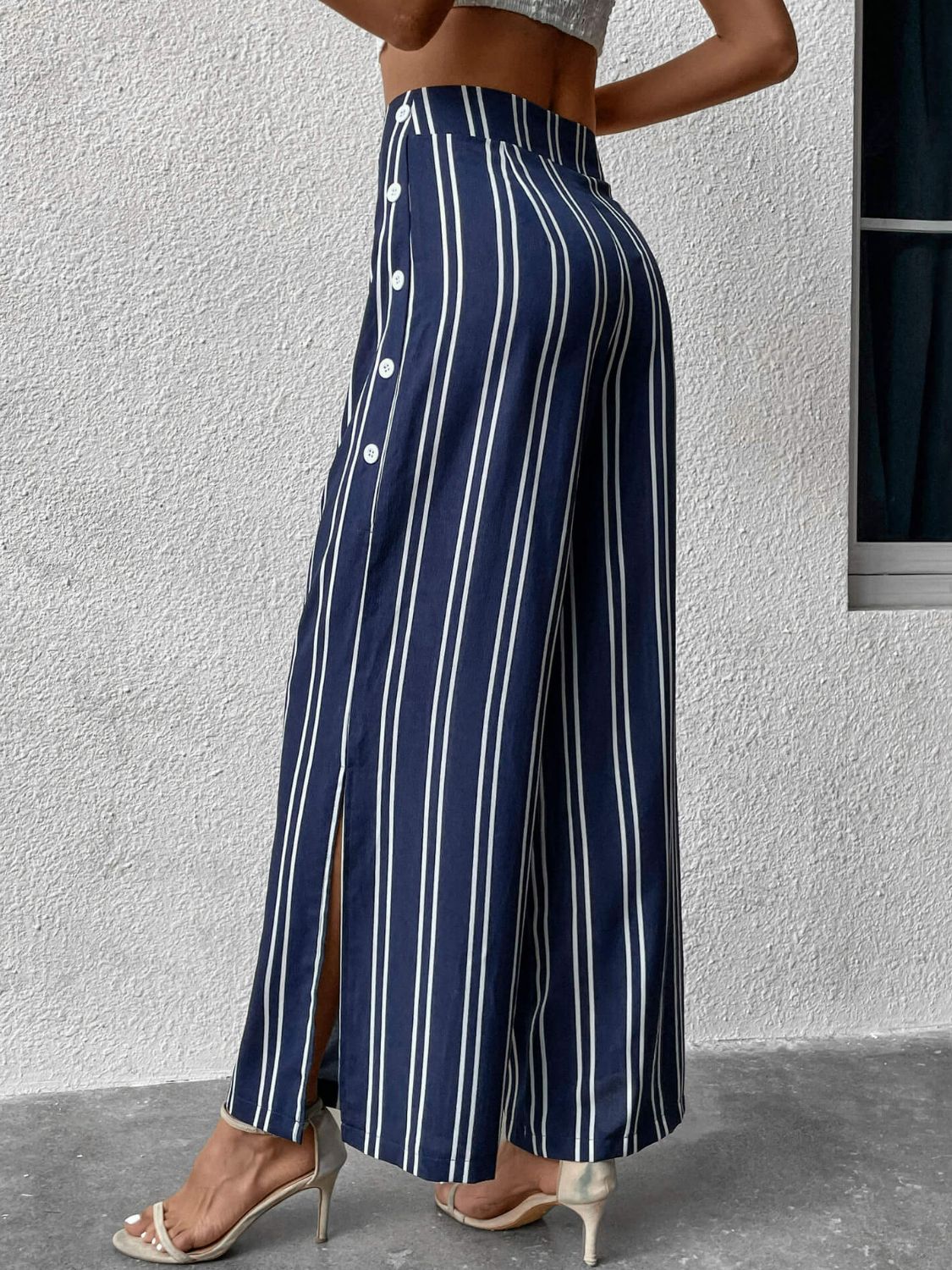Perfee Striped Slit Wide Leg Pants – Trendsi | ClozArt