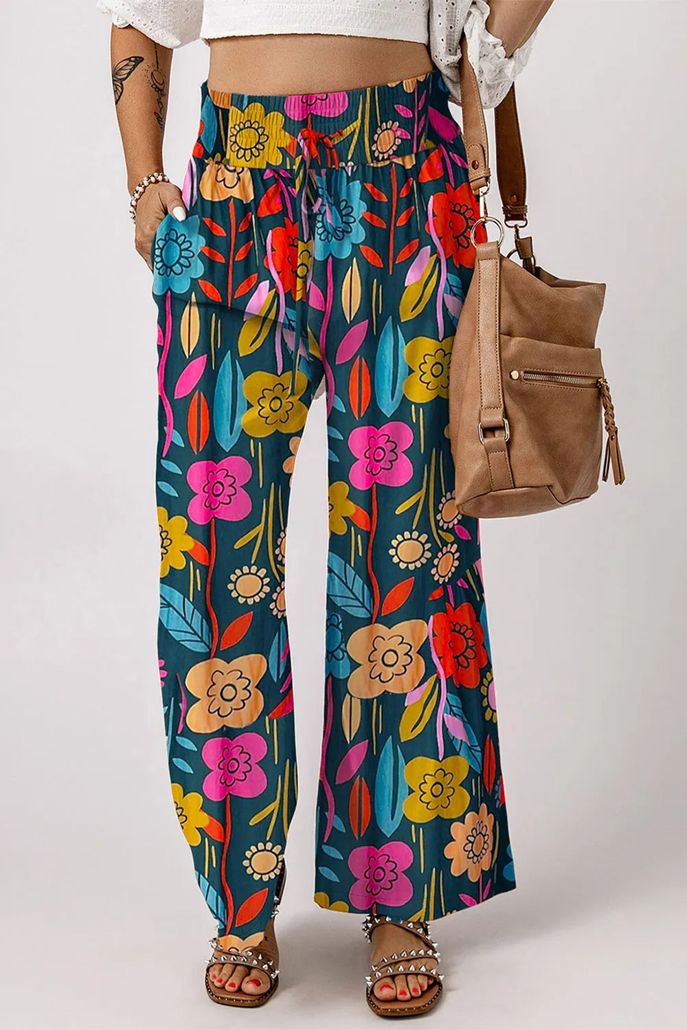 Printed High Waist Wide Leg Pants – Trendsi | ClozArt