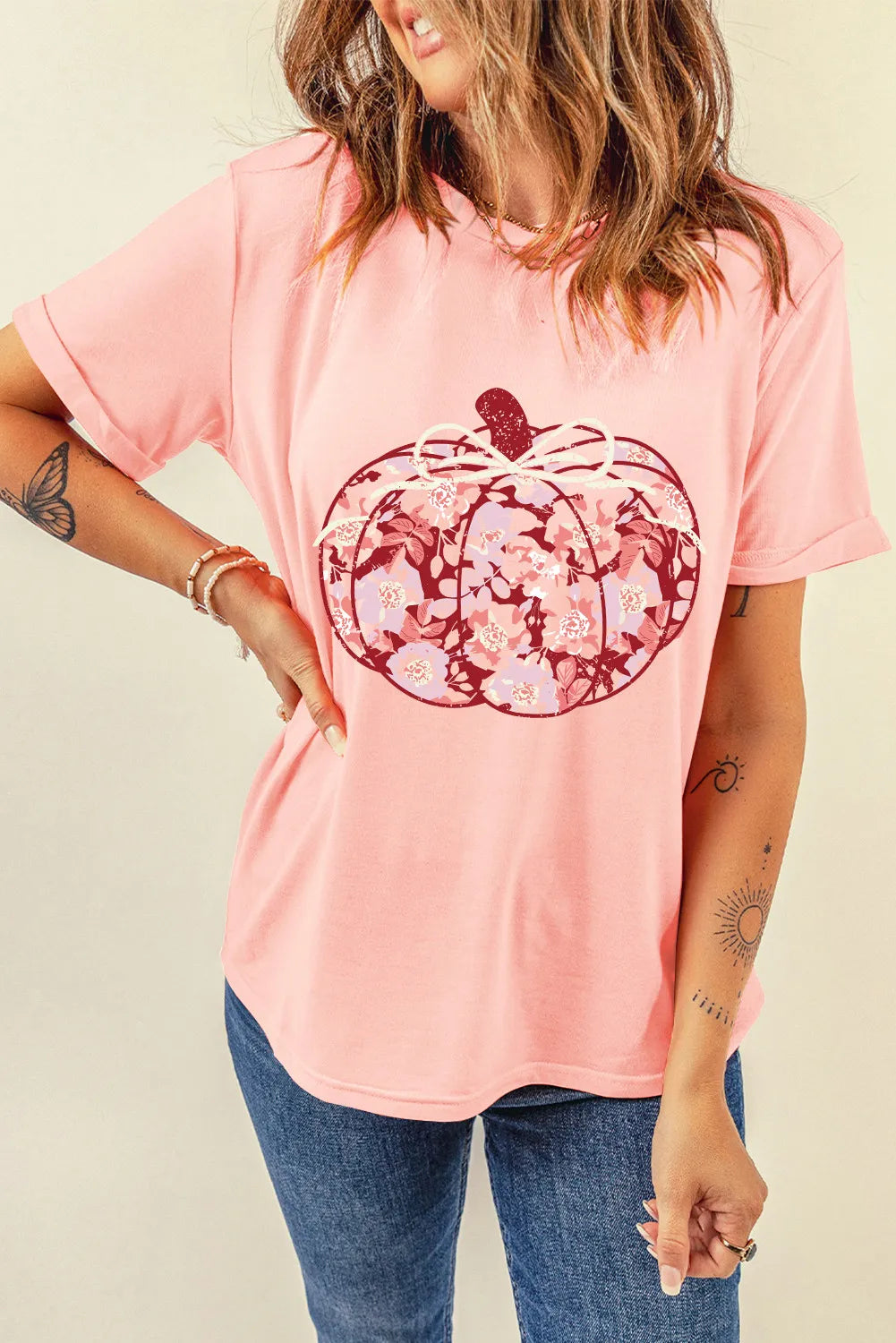 Pumpkin Graphic Round Neck Long Sleeve T-Shirt – Trendsi | ClozArt