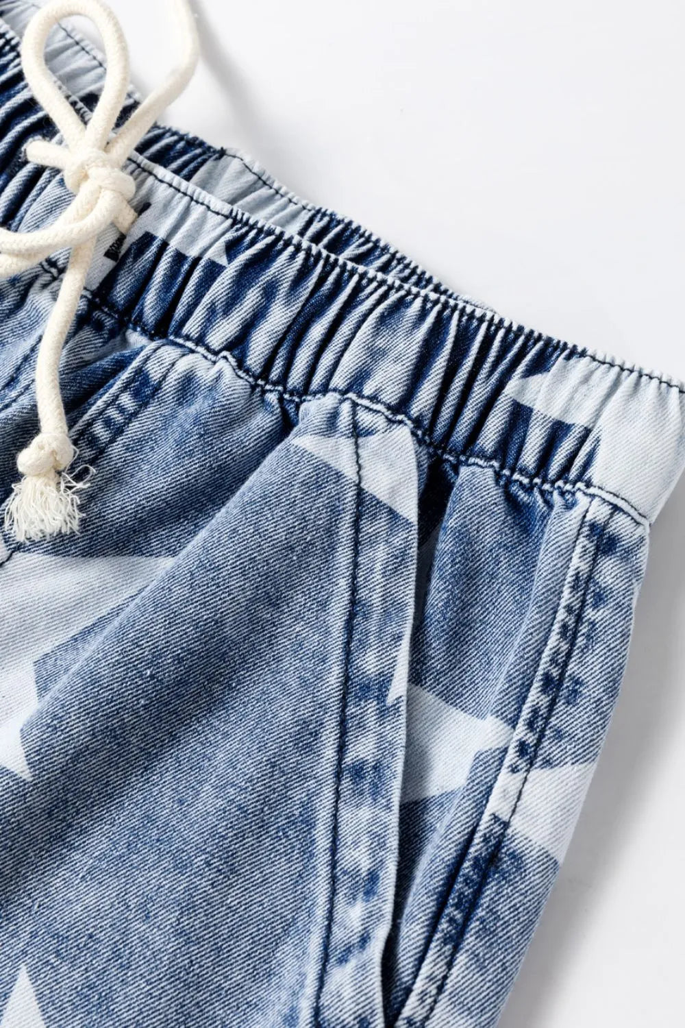 Star Print Washed Drawstring High Waist Wide Leg Jeans – Trendsi | ClozArt