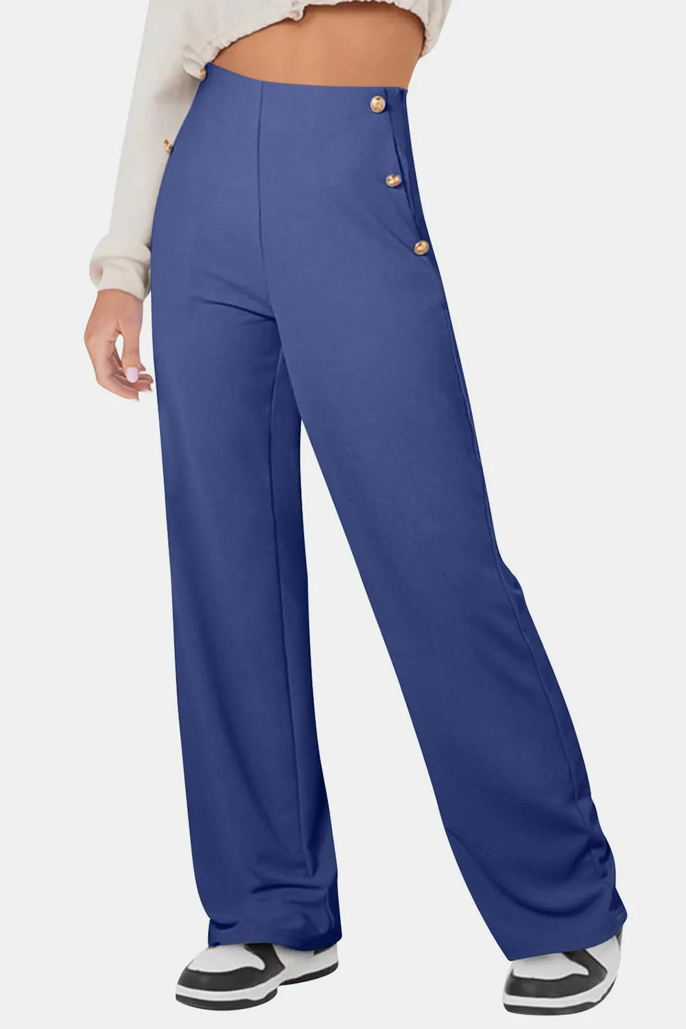 Decorative Button High Rise Pants – Trendsi | ClozArt