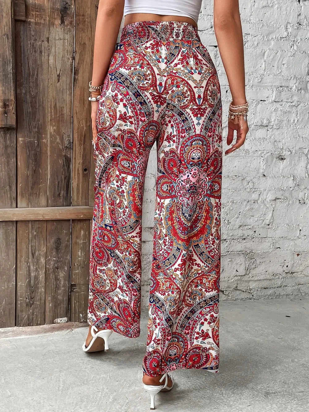 Printed Wide Leg Pants – Trendsi | ClozArt