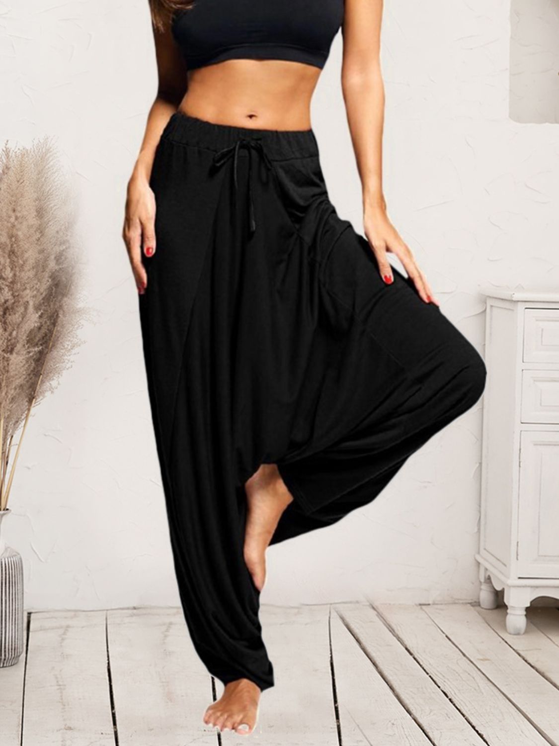 Tied Mid Waist Long Harem Pants – Trendsi | ClozArt