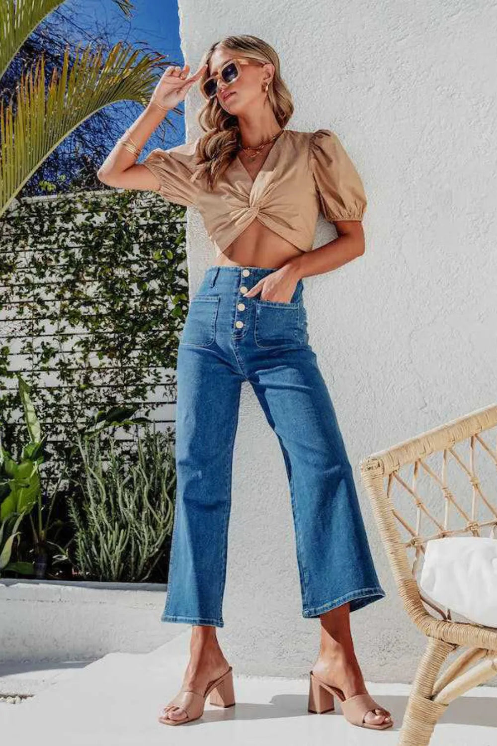 Button Fly Cropped Wide Leg Jeans – Trendsi | ClozArt