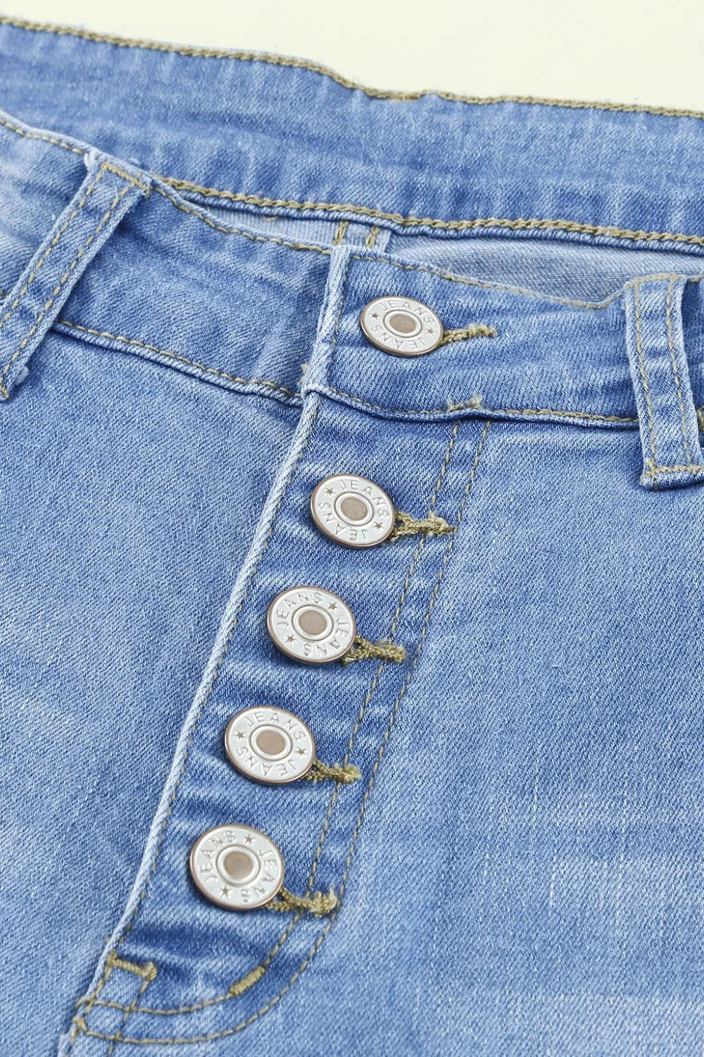 Button-Fly Distressed Raw Hem Flare Jeans – Trendsi | ClozArt