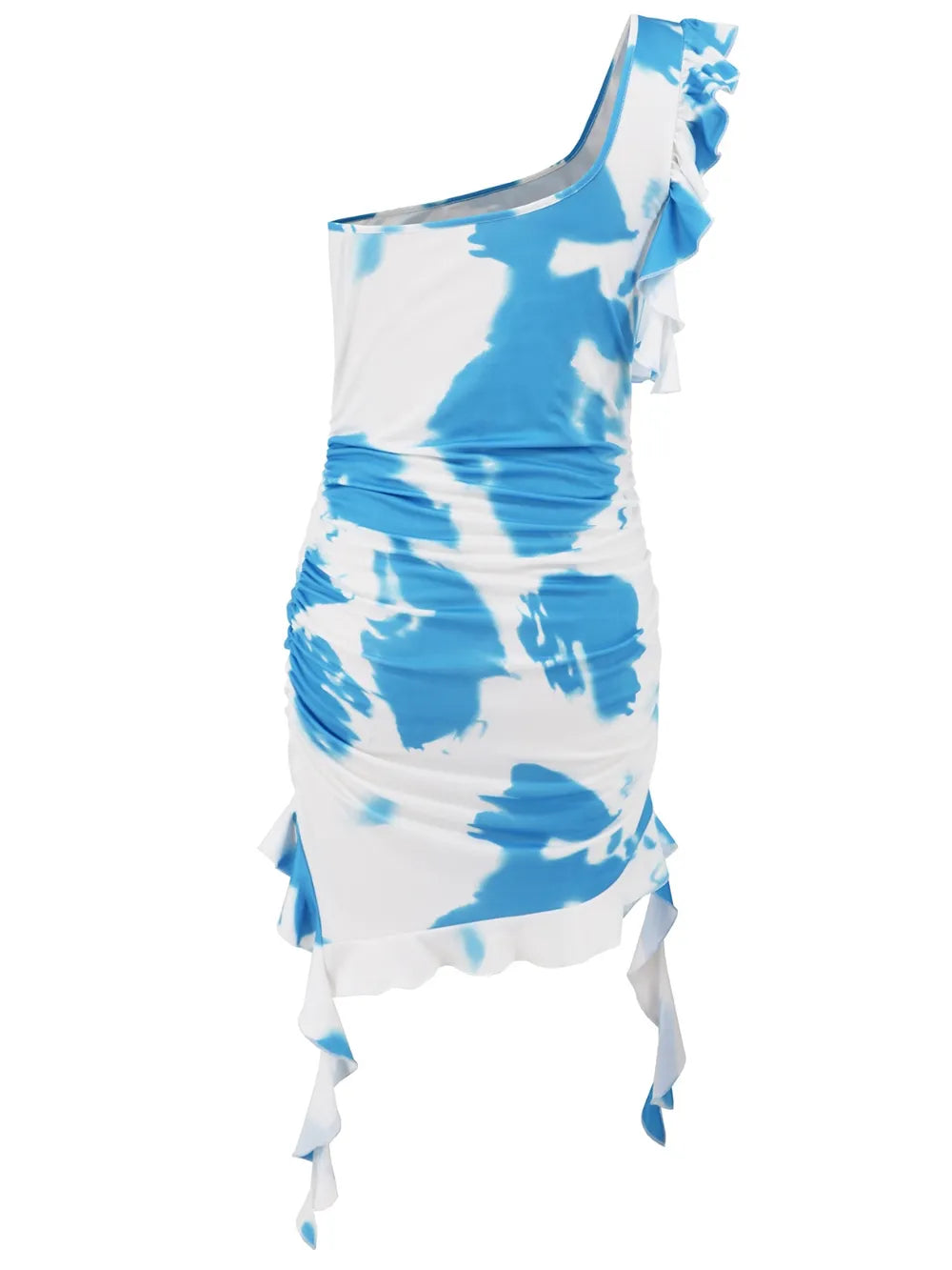 Ruffled Tie-Dye Single Shoulder Mini Dress – Trendsi | ClozArt