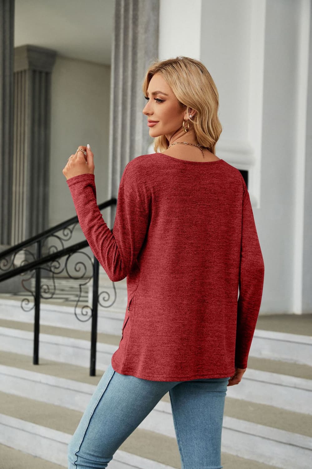 Round Neck Long Sleeve T-Shirt – Trendsi | ClozArt