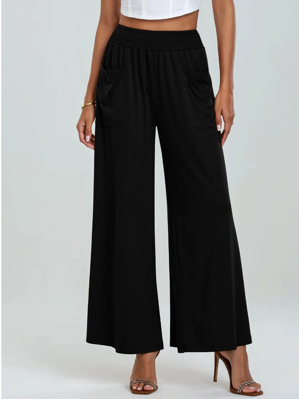 Pocketed Elastic Waist Wide Leg Pants – Trendsi | ClozArt