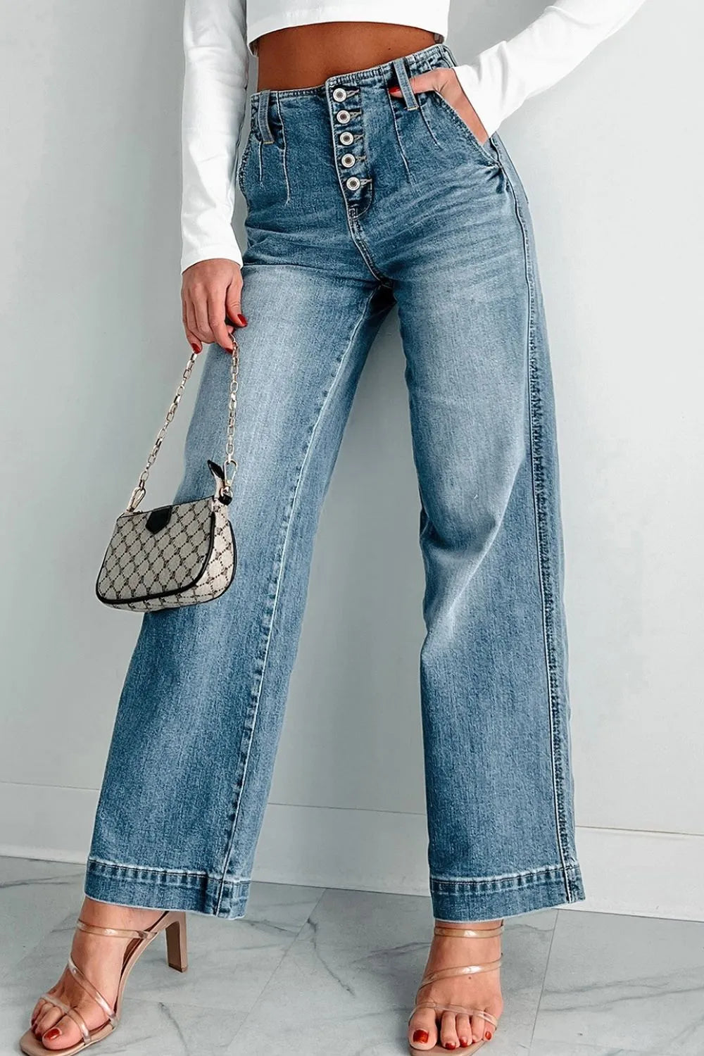 Button Fly High Waist Jeans – Trendsi | ClozArt